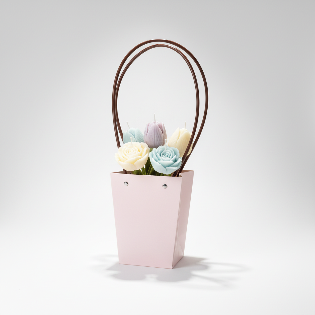 Florero rosa con velas - color original y mejor iluminación