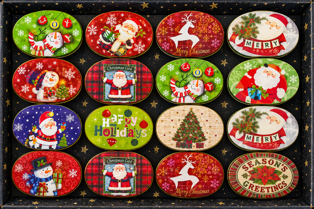 Latas navideñas ovaladas, foto mejorada