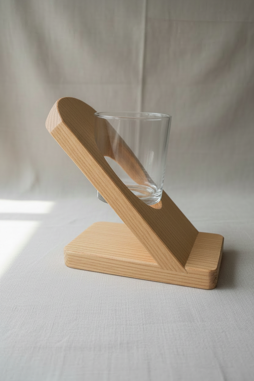Porta vaso madera - fondo lino