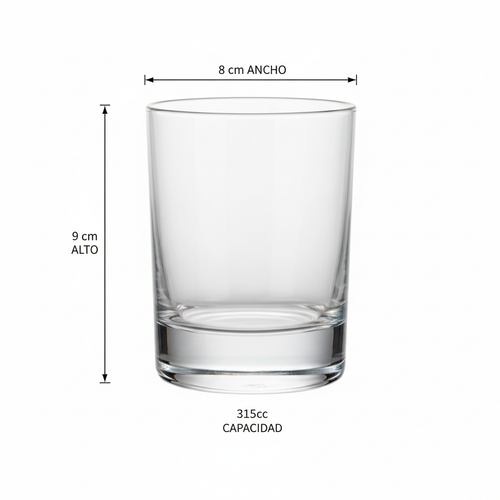 Vaso 315cc con dimensiones y medidas